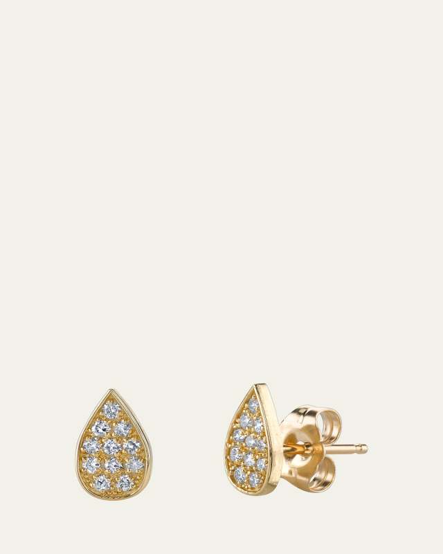 14k Gold Diamond Paisley Petal Stud Earring (Single)